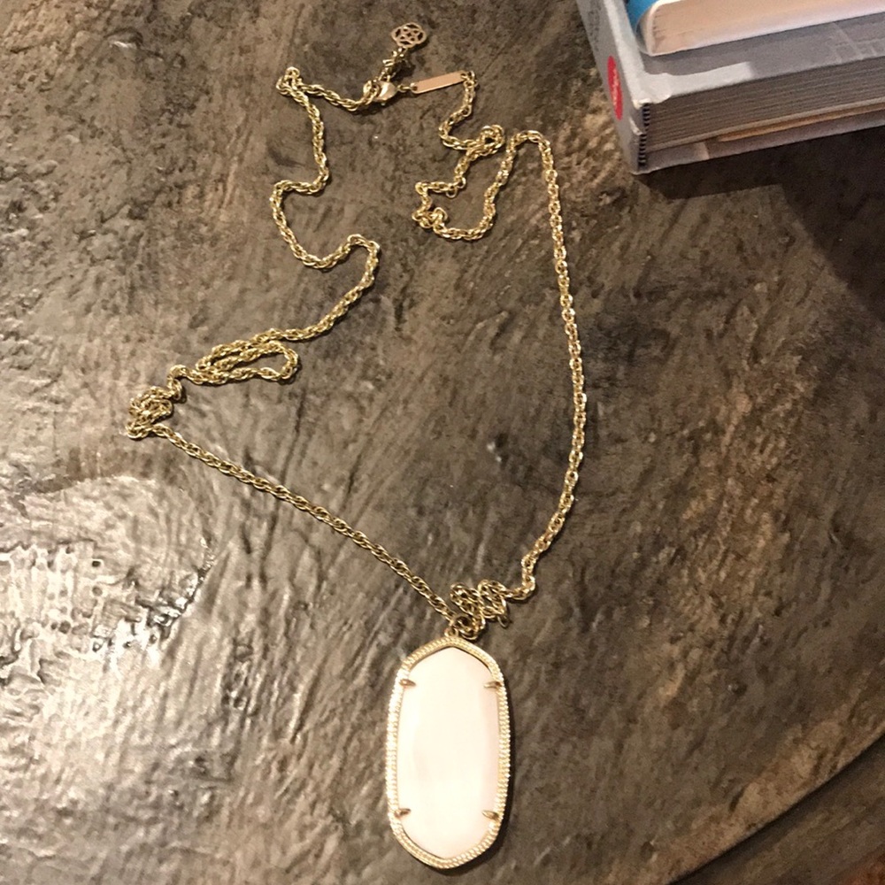 Kendra Scott “Reid” Long Pendant Necklace in White